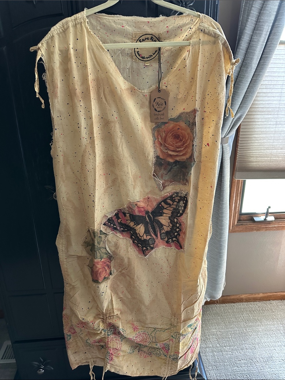 Boho Floral & Butterfly Patchwork Maxi Dress in Cream. A Rare Bird Moonglow
